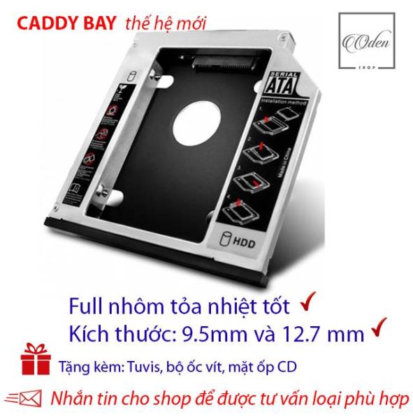 [HCM]Khay gắn ổ Cứng SSD/HDD thứ 2 cho laptop - Full nhôm - dày 12.7mm và mỏng 9.5 mmSATA Tặng tuvit & mặt ốp cd