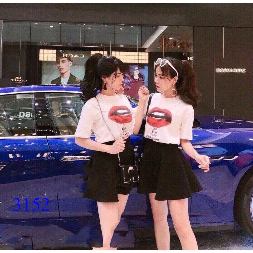 Chân váy cotton đính cườm