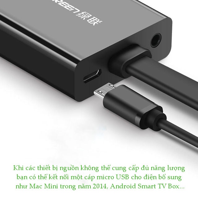 Cáp chuyển đổi HDMI sang VGA dây dẹt tích hợp cổng Audio 3.5mm + Micro USB hỗ trợ nguồn ngoài UGREEN MM103 Cáp chuyển đổi HDMI sang VGA dây dẹt tích hợp cổng Audio 3.5mm + Micro USB hỗ trợ nguồn ngoài UGREEN MM103