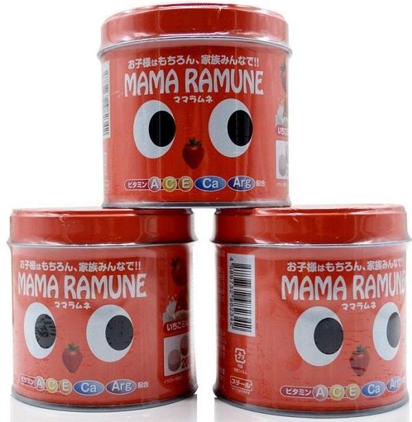 Kẹo cho trẻ biếng ăn Mama Ramune vị dâu 200 viên của Nhật