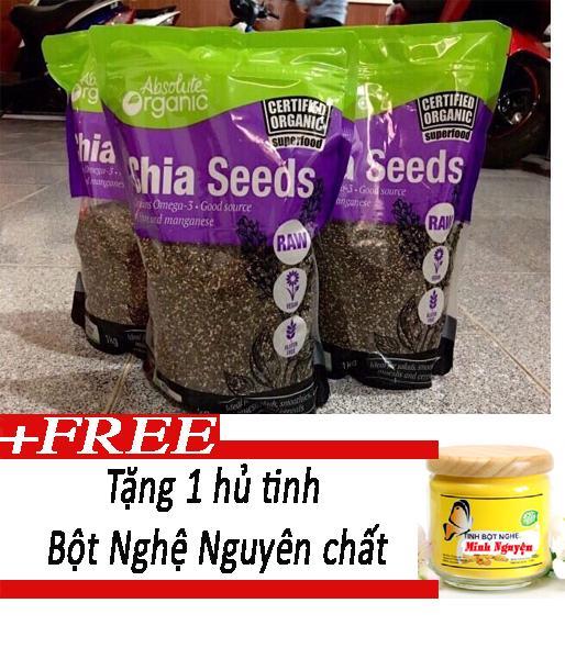Hạt Chia Absolute Organic Chia Seeds 1KG TÍM (Cam kết hàng Úc) mua 3kg tặng tinh bột nghệ