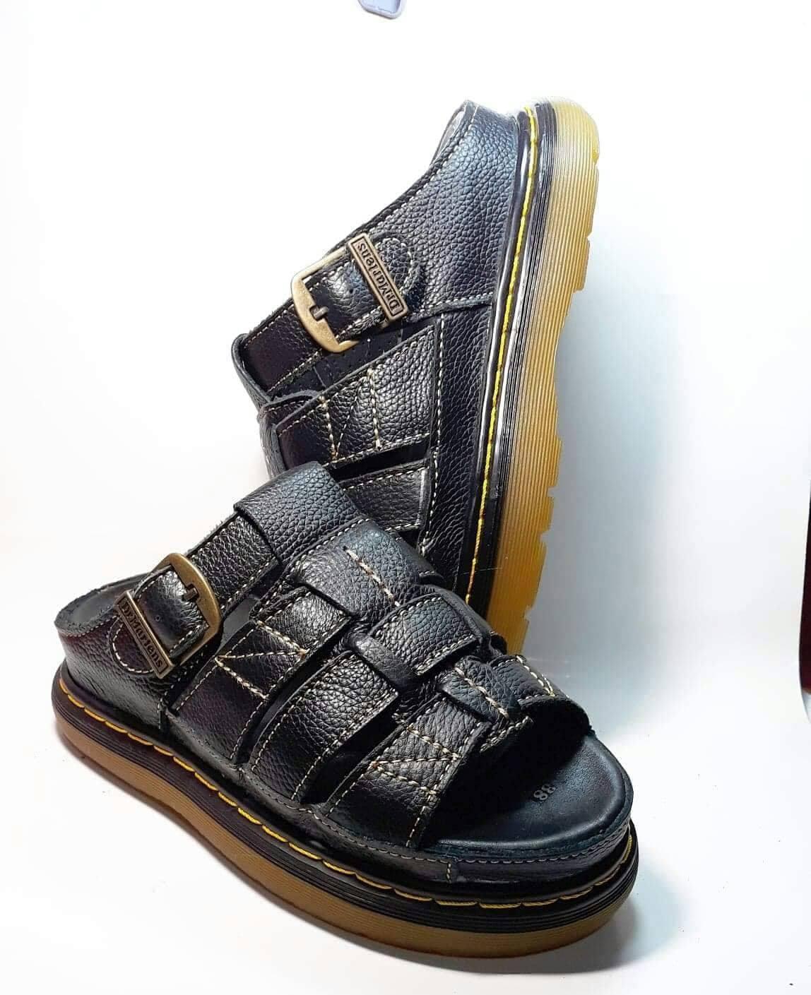 [HCM]Dép Nam Quai Ngang Doctor Dr.Martens Da Bò Cao Cấp Hàng VNSX - Đế Lót Da Bò - Mã D2