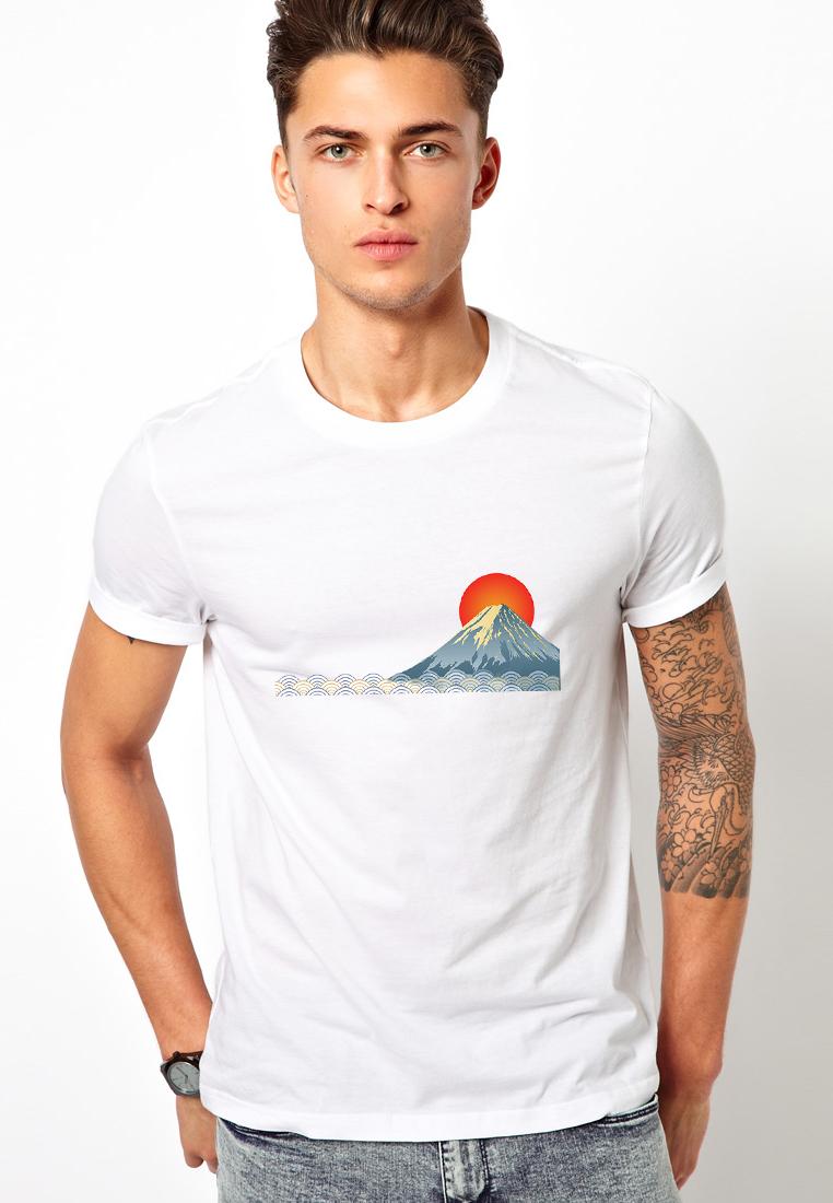 [HCM]Áo thun nam cổ tròn in hình Núi phú sỉ vải dày mịn AokNam561