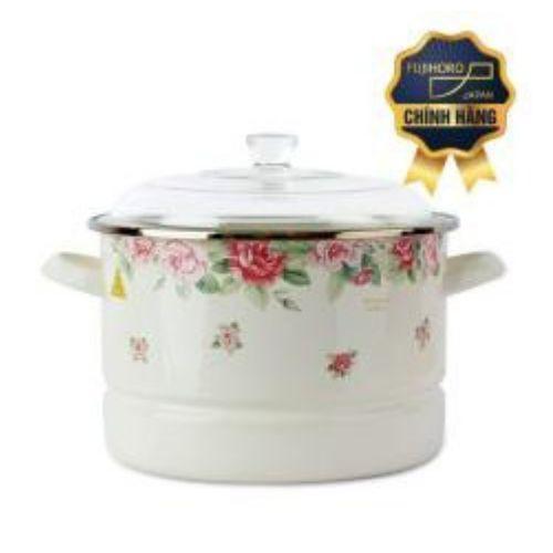 Nồi hấp tráng men nhật bản cao cấp fujihoro - irv-24sm 24cm - sử dụng được bếp từ.nhập khẩu thái lan.tặng 1 vá canh inox
