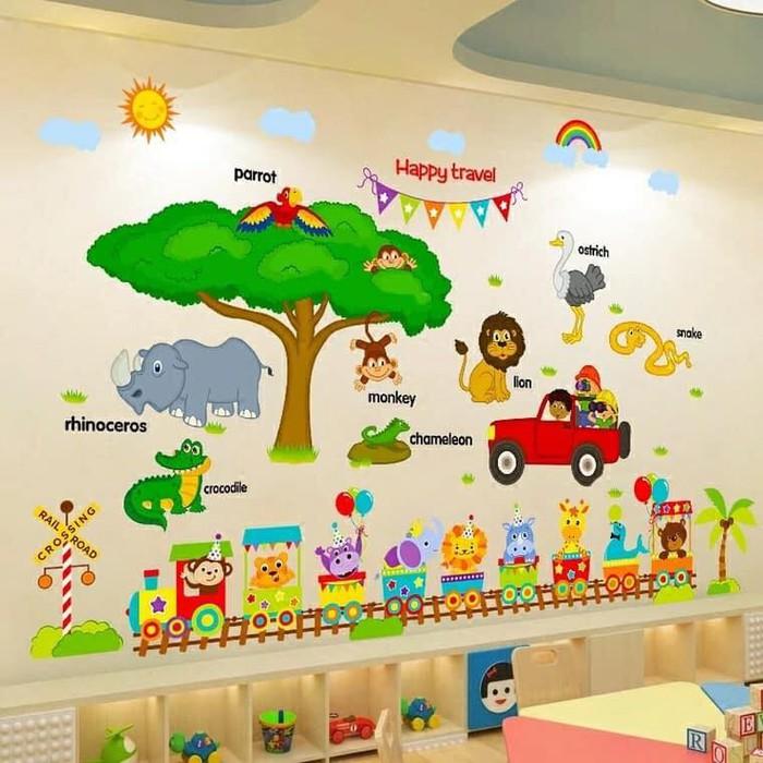 Combo Decal Dán Tường Thú Tiếng Anh Đoàn Tàu
