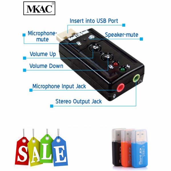Card sound âm thanh 3d taiwan 7.1 - mkac + tặng kèm đầu đọc thẻ nhớ