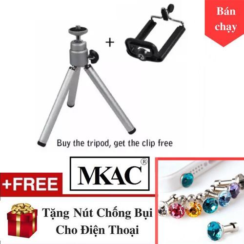 Chân đỡ máy ảnh mini đa năng + giá đỡ điện thoại - MKAC + Tặng Nút che khe cắm tai nghe chống bụi nhiều màu