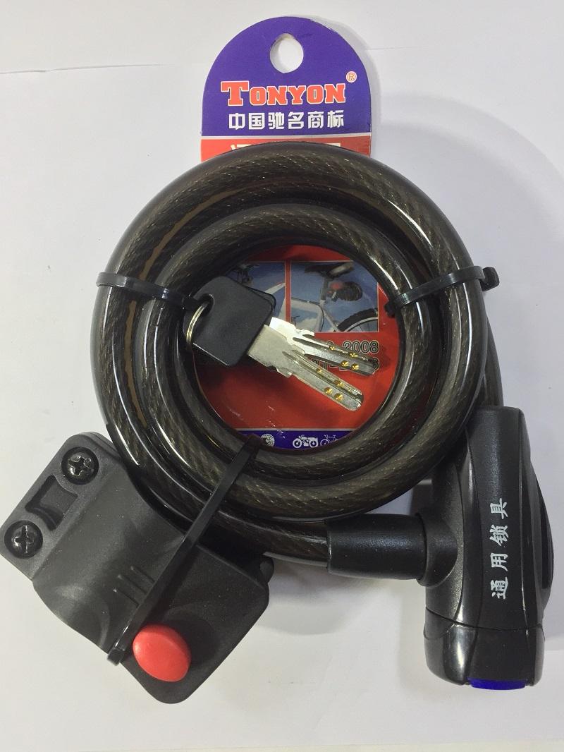 Khóa dây dùng chìa tonyon 12mm x 1200m có móc treo yên xe đạp