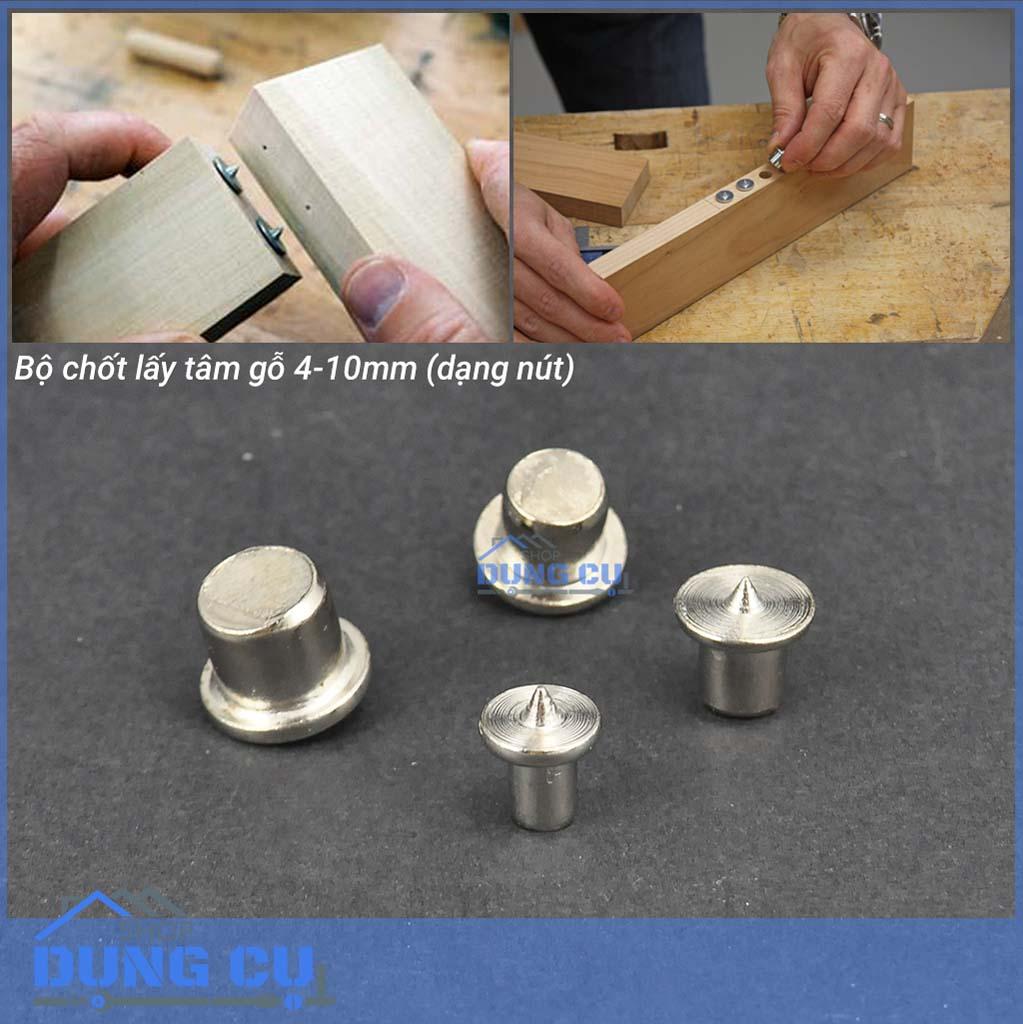 Bộ chốt lấy tâm gỗ chuyên dụng dạng nút bằng inox