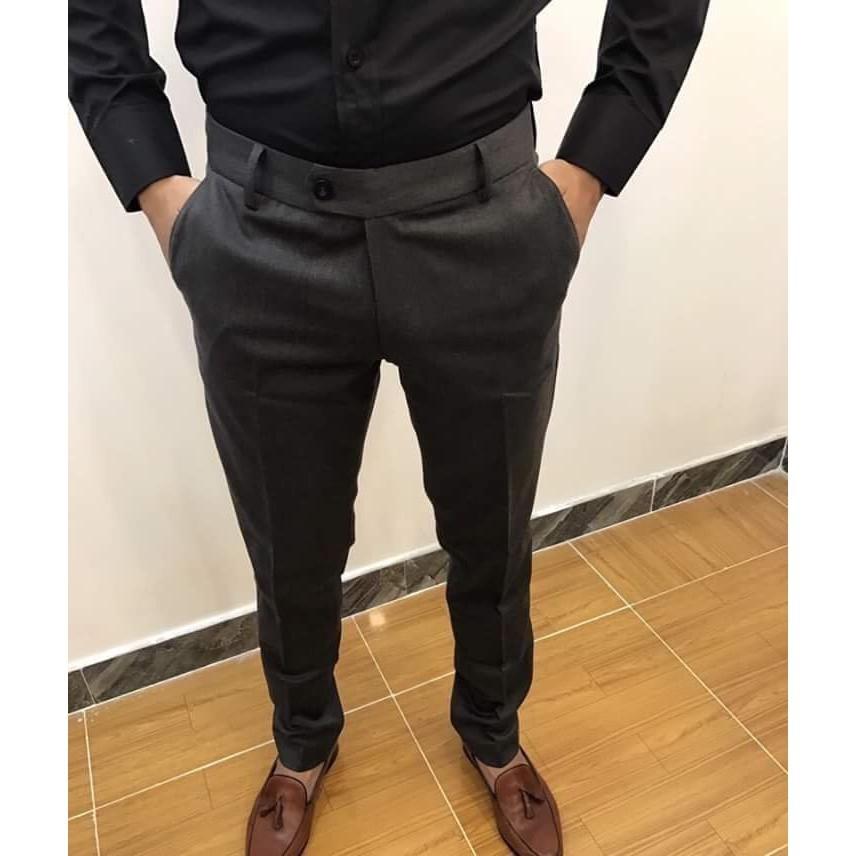 Quần Âu nam Xám Đậm Quần Tây nam Xám Đậm dáng hàn quốc, vải không xù nhăn