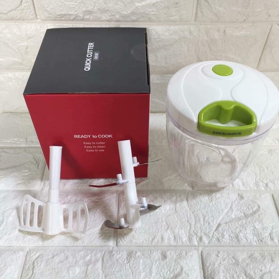 Dụng cụ xay nhỏ thực phẩm mini lock&lock cks307 - có thêm dụng cụ đánh trứng với 5 lưỡi dao sắc bén