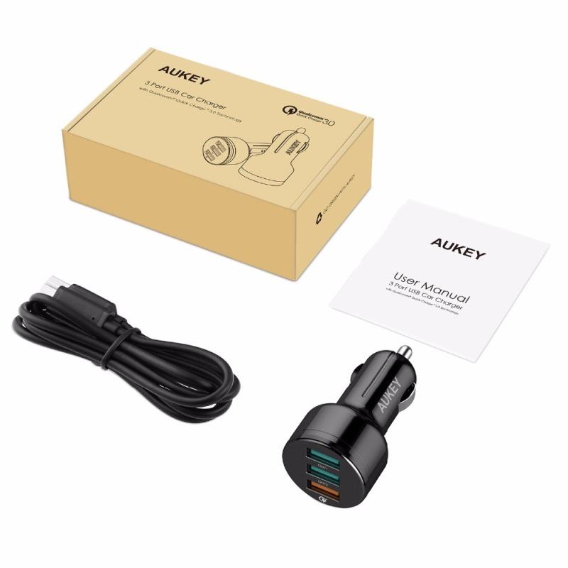 Sạc ô tô 3 cổng aukey cc-t11 tích hợp quick charge 3.0
