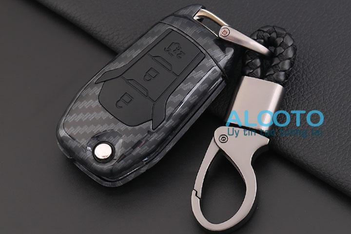 Bao Da Chìa Khóa Xe Ford Ranger XLT, Wildtrack Mẫu Carbon Có Móc Khóa Đi Kèm - Kiểu Dáng Sang Trọng, Độ Bền Cao, BảoVệ Chìa Khóa Tránh Trầy Xước Chống Va Đập