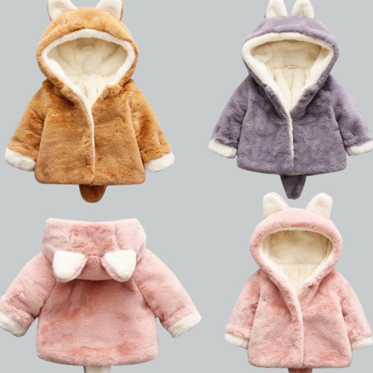 Áo khoác lông tai thỏ cho bé ak3 áo giữ ấm