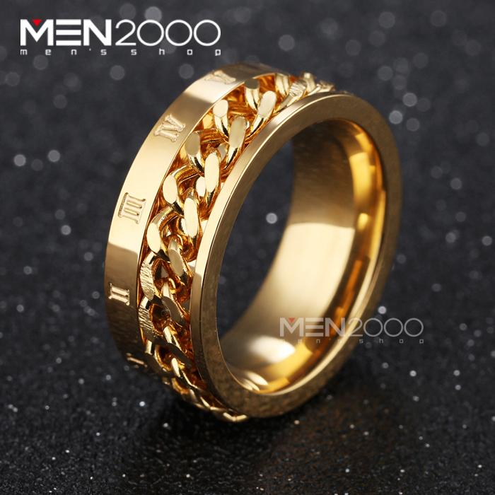 [HCM]Nhẫn Nam Titan cao cấp mắt xích và khắc số La Mã thời trang Hàn Quốc TGR570