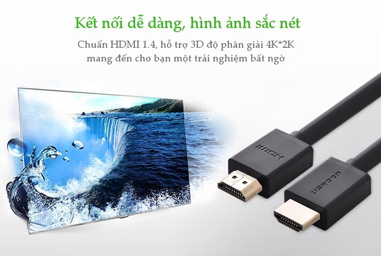 Dây HDMI 2.0 thuần đồng 19+1, 1.5m UGREEN HD104 Dây HDMI 2.0 thuần đồng 19+1, 1.5m UGREEN HD104