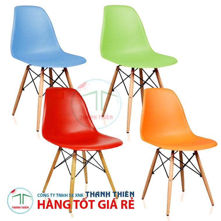 Bộ 4 ghế nội thất, ghế ăn, ghế cafe, ghế nhà hàng, ghế eames chân gỗ gcp 001