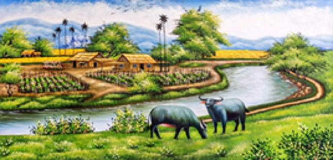 Tranh thêu chữ thập phong cảnh đồng quê 3D LAVENDER LV3031 Chưa thêu