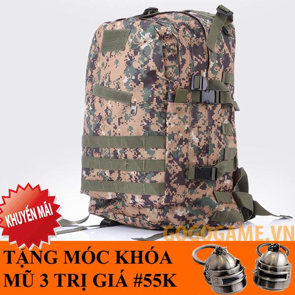 Balo 3 Pubg Size Lớn - Tặng Móc Khóa Mũ Level 3 Pubg (Vàng Nâu)