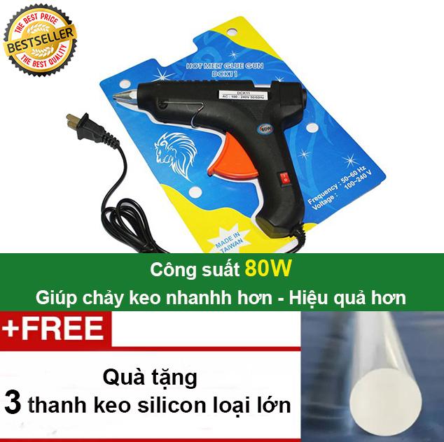 Súng bắn keo silicon công suất 80W loại tốt + tặng kèm 3 thanh keo silicon loại lớn