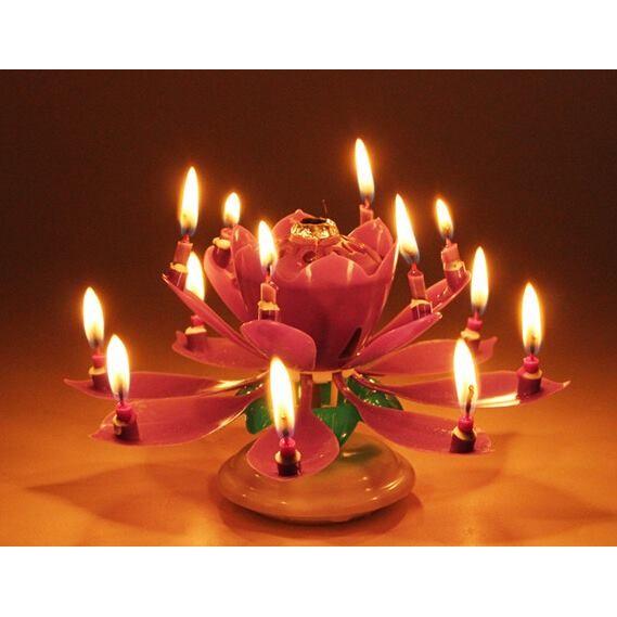 [HCM]Nến sinh nhật 3D tự động nở hoa xoay tròn phát nhạc