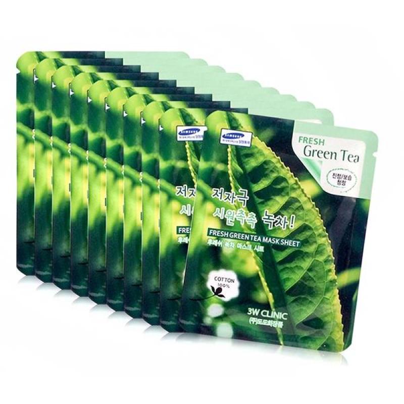 Bộ 10 gói mặt nạ Trà Xanh 3W Clinic Fresh Green Tea Mask Sheet 23mlx10