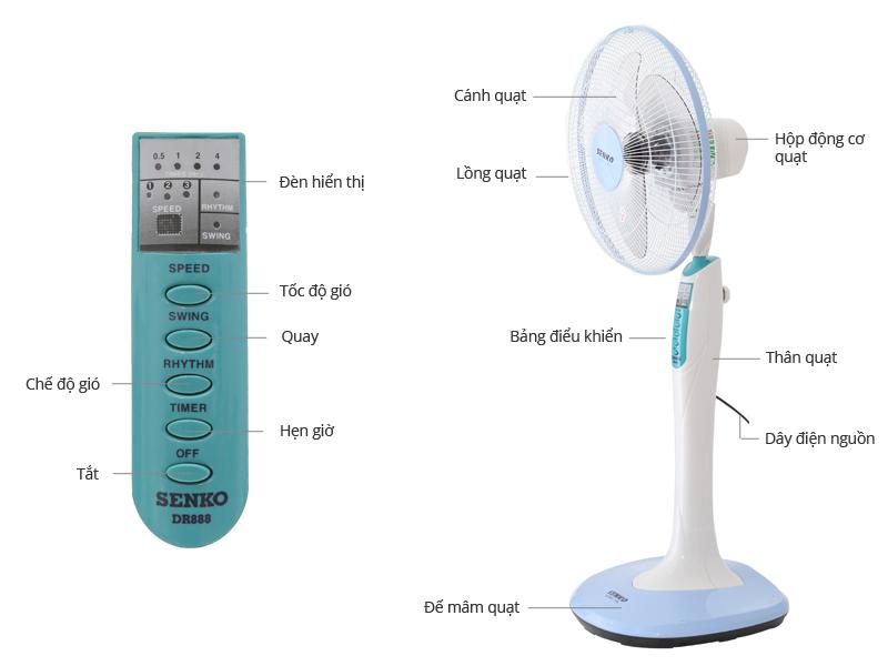 Quạt đứng remote senko dr1608