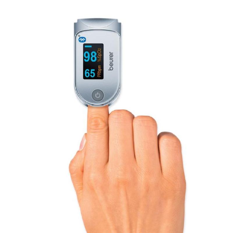 Nơi bán (GIÁ Hủy Diệt) Máy đo nồng độ oxy trong máu (SPO2) và nhịp tim kết nối smartphone qua bluetoooth beurer PO60