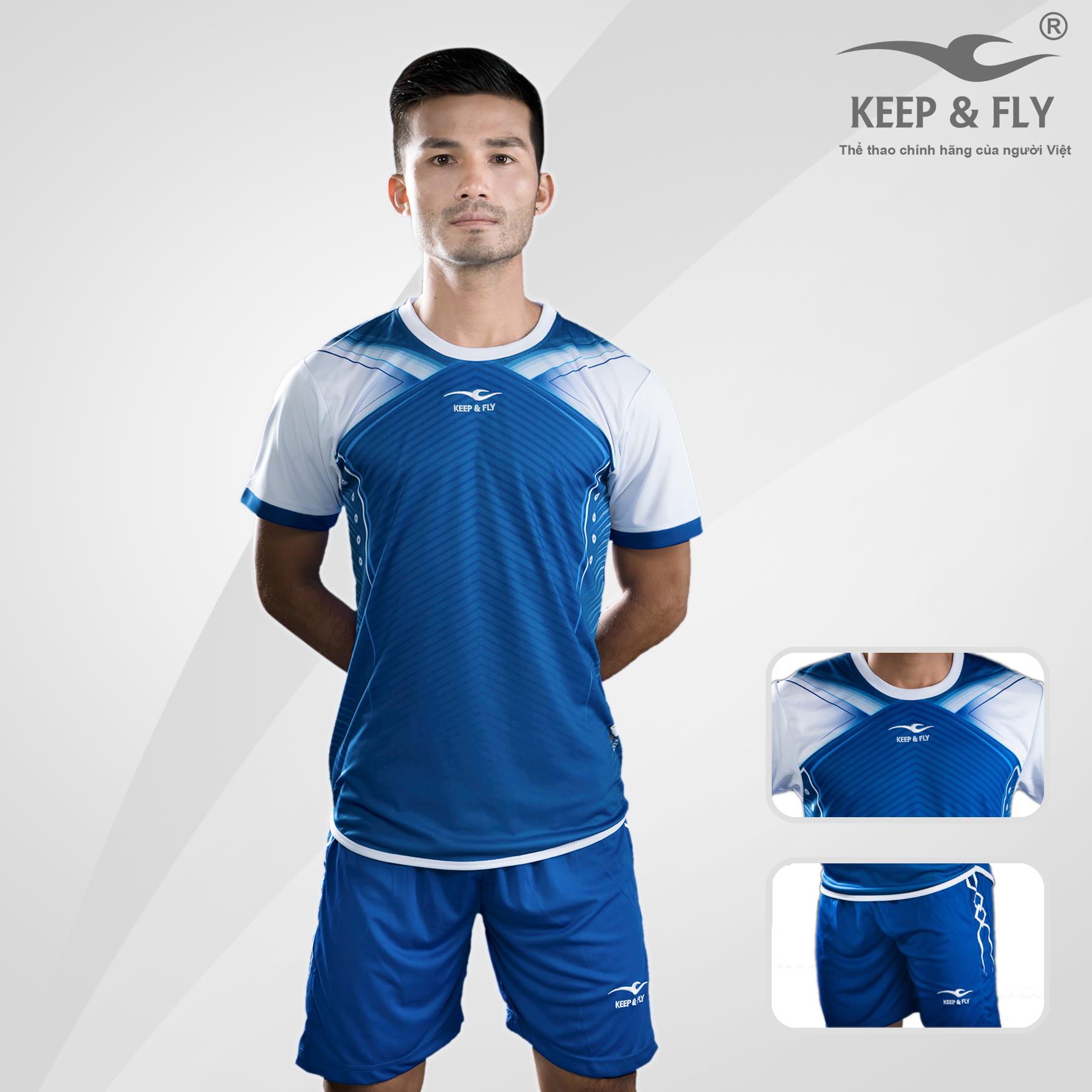 Bộ quần áo bóng đá cao cấp KEEP & FLY Brush Xanh Bích