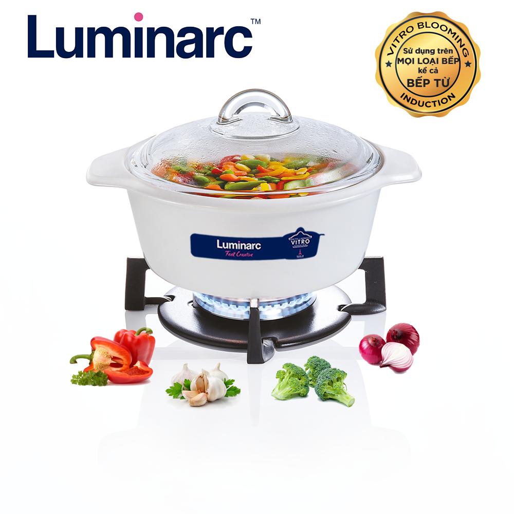 LM Nồi thủy tinh Luminarc Vitro Blooming White Đế Từ 2L (Công nghệ mới sử dụng trên Bếp Từ)