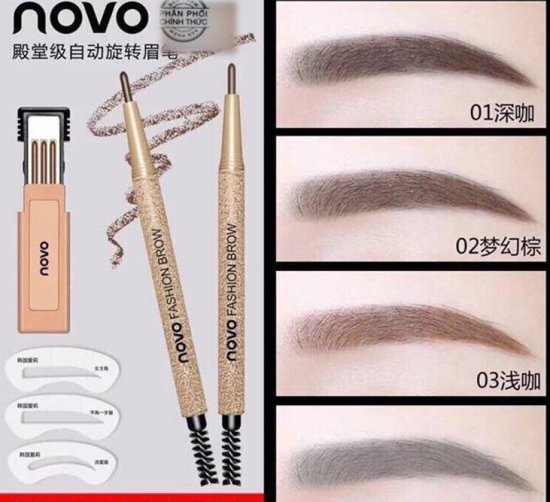 Combo bộ khuân kẻ mày Novo-kèm bút và ruột kẻ mày( đủ 4 màu lựa chọn) nhập khẩu