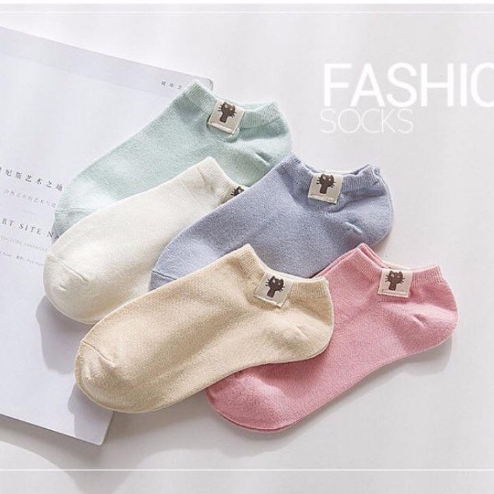 Bộ 05 đôi tất nữ ngắn cổ tag mèo unicer