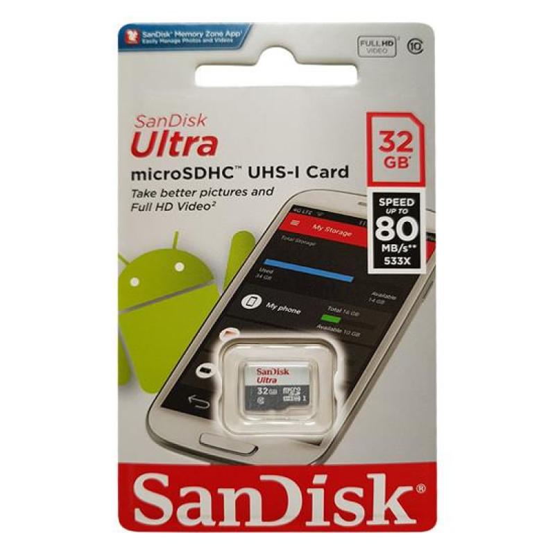 Thẻ Nhớ Sandisk Micro SD Ultra II 32GB Class 10 - 80MB/s (không Adapter) - Hãng Phân Phối Chính Thức