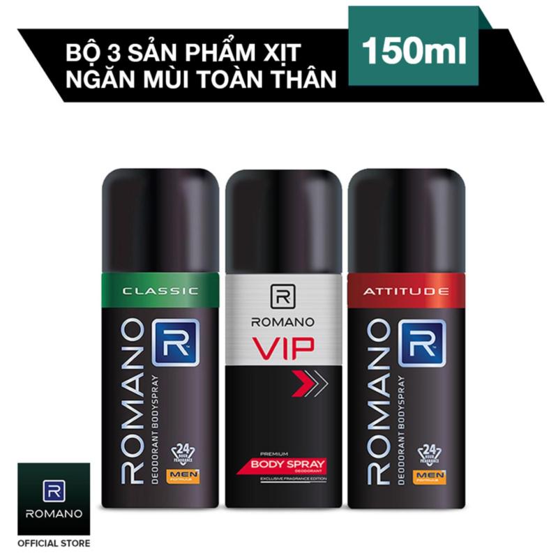 Bộ 3 sản phẩm Xịt ngăn mùi toàn thân Romano Classic 150 ml, Romano Attitude 150 ml và Romano VIP 150 ml tốt nhất