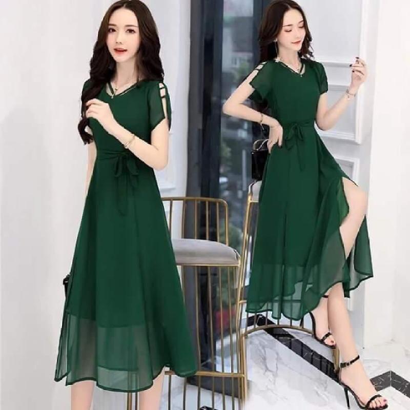 Nơi bán Đầm form dài voan chiffon xẻ đùi Misa Fashion MS307 đi chơi, dự tiệc / Có 3 màu