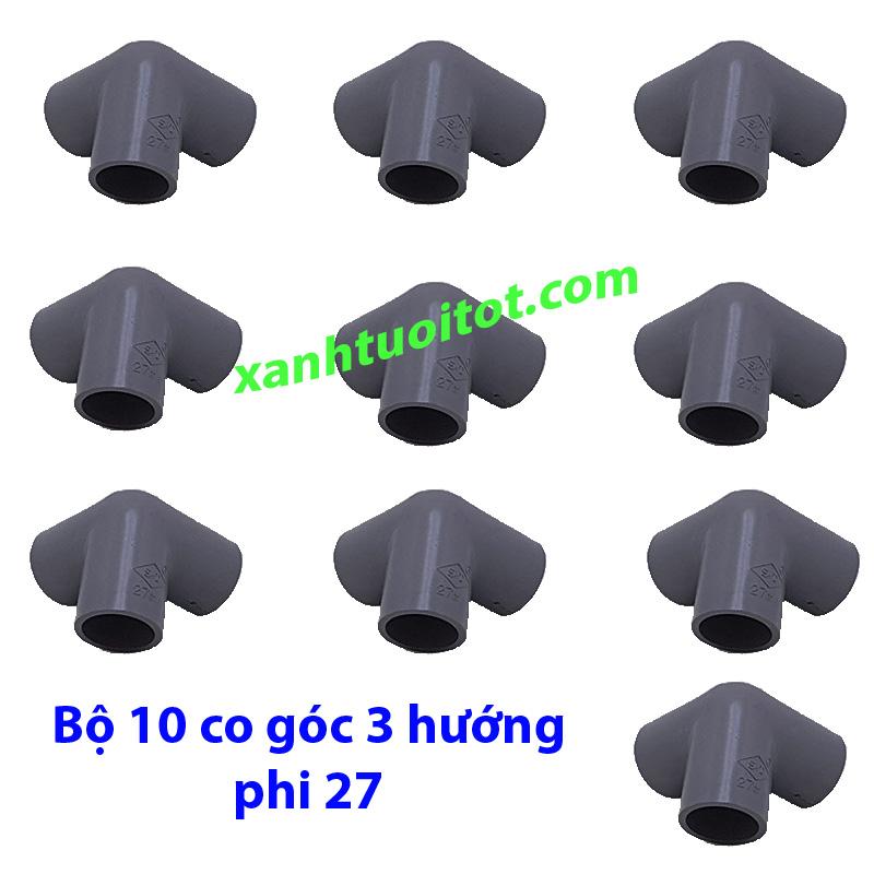 [HCM]Co góc 3 hướng phi 27 nhựa PVC màu xám thuận tiện khi lắp đặt hệ thống nước sinh hoạt cũng như hệ thống tưới vườn cây