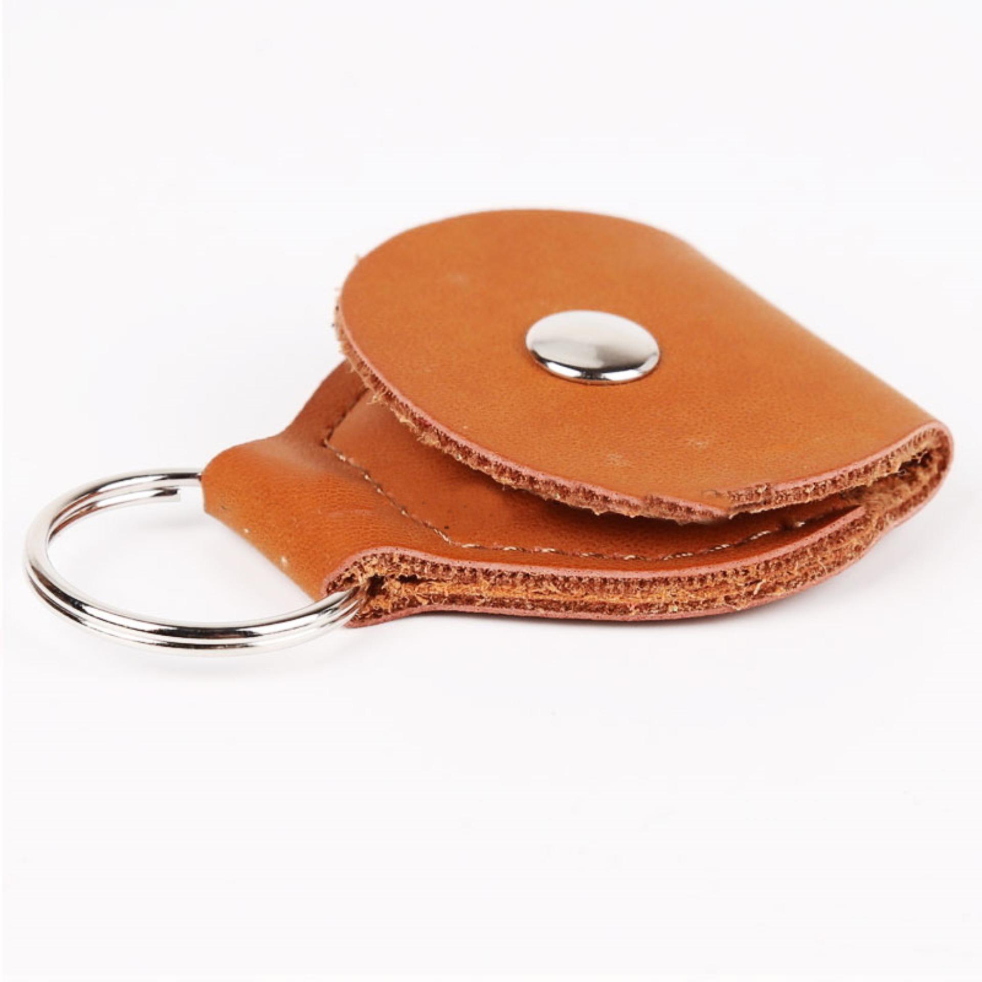 Móc chìa khóa đựng pick guitar màu nâu