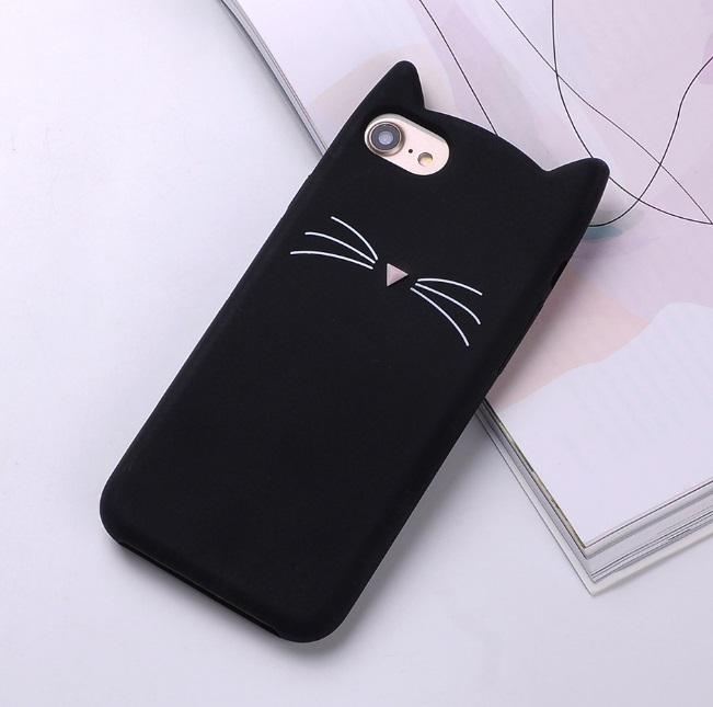 Ốp lưng tai mèo iPhone 6 Plus 6s Plus màu đen hồng trắng kim tuyến đẹp thời trang ( Ốp dẻo )