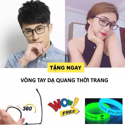 [HCM]Kính gọng nam nữ (Đen tròng trắng) + vòng tay dạ quang thời trang