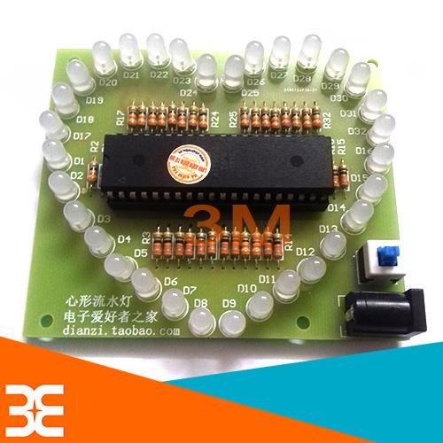 Bộ diy trái tim 32 led chưa lắp ráp