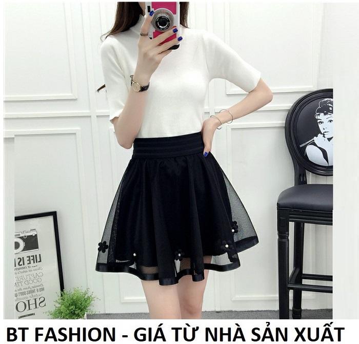 Chân Váy Xòe Lưới Ngắn Duyên Dáng Thời Trang Hàn Quốc - BT Fashion (VA03A- Lưới)