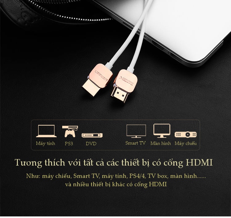 Dây HDMI 2.0 thuần đồng hỗ trợ 18Gbps, đầu hợp kim, 3M UGREEN HD117 Dây HDMI 2.0 thuần đồng hỗ trợ 18Gbps, đầu hợp kim, 3M UGREEN HD117