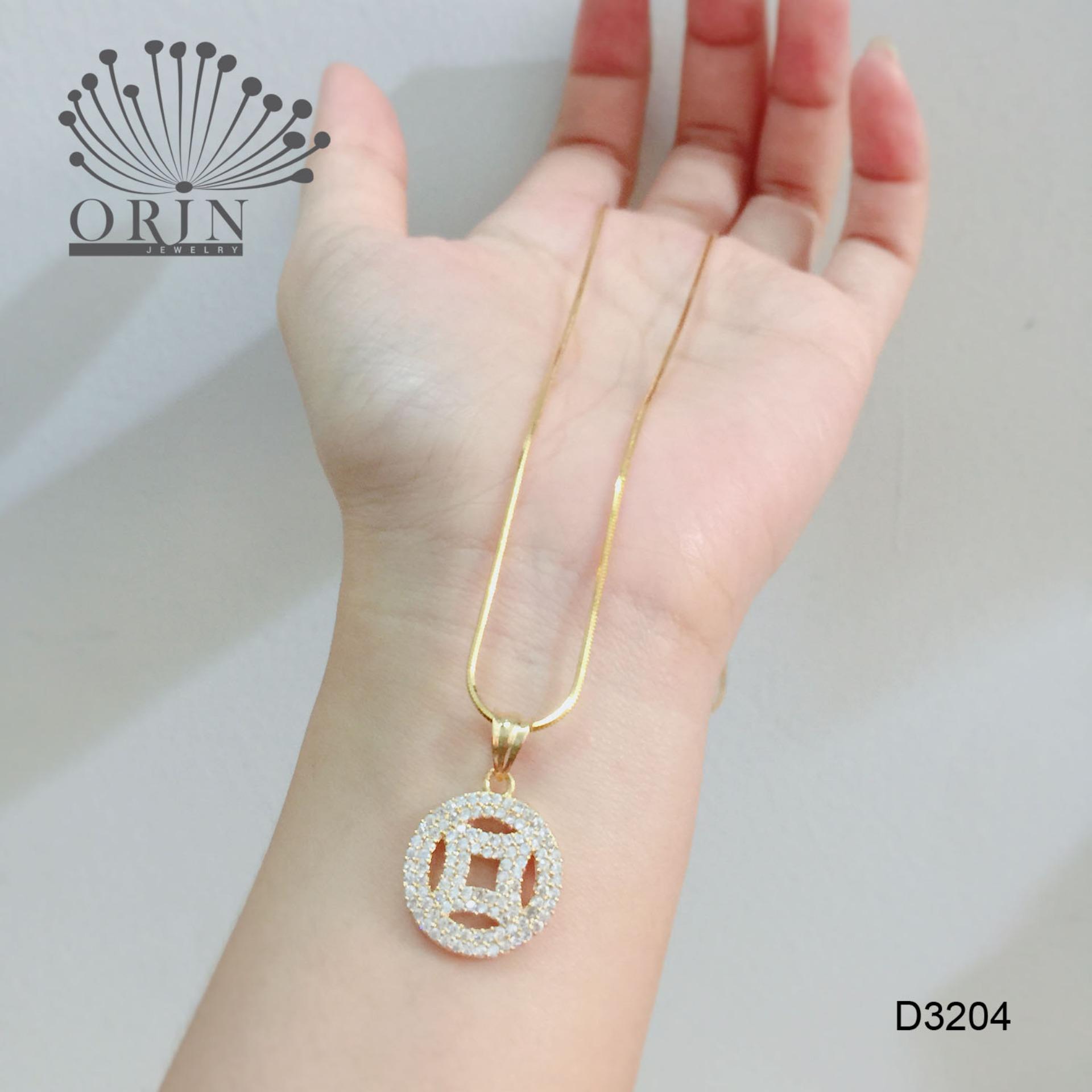 Dây chuyền nữ dạng mì mặt đồng hào đính đá thời trang Orin D3204 đẳng cấp - Long Tien