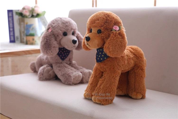 Chó Poodle Plush đeo yếm nhồi bông dài 30cm