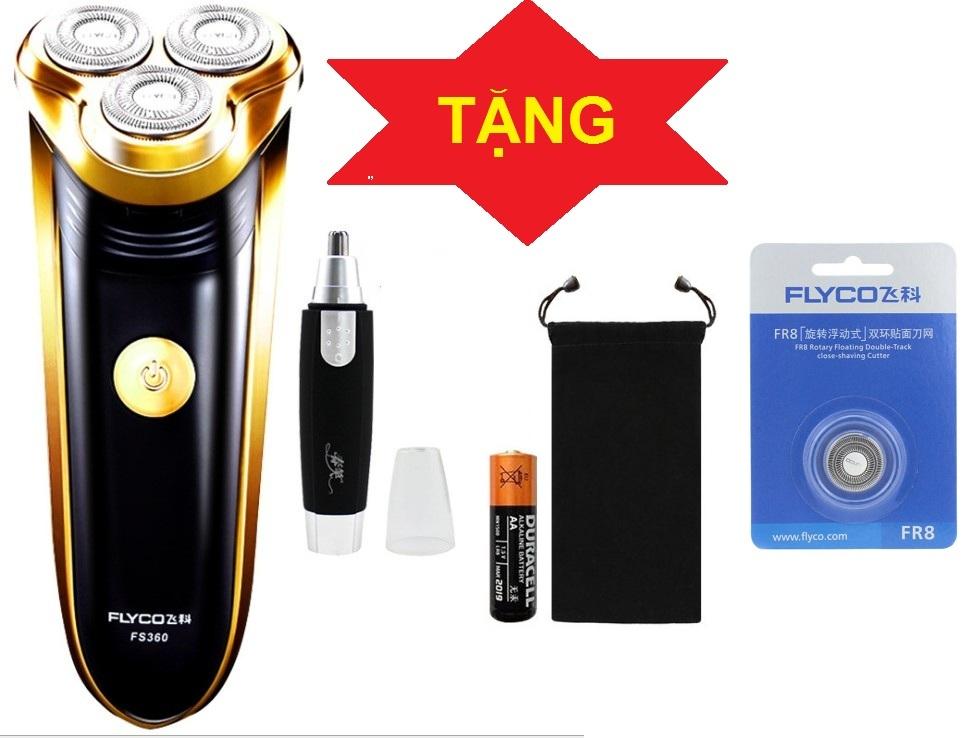 Máy cạo râu cao cấp Flyco FS360 cao cấp + tặng máy tỉa lông mũ pin Túi đựng máy cạo và 1 lưỡi dao