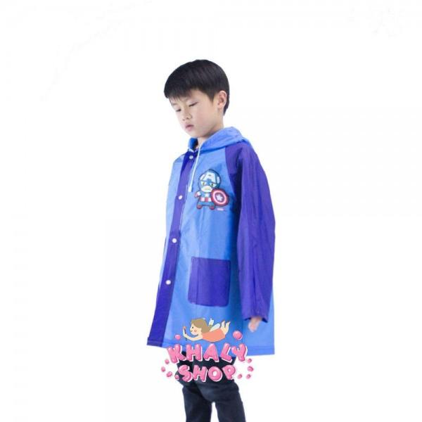 Áo mưa hình Captain America chibi màu xanh dành cho trẻ em , học sinh và các bé có nhiều size (S,M,L) (Thái Lan) - 180PVCCAP149