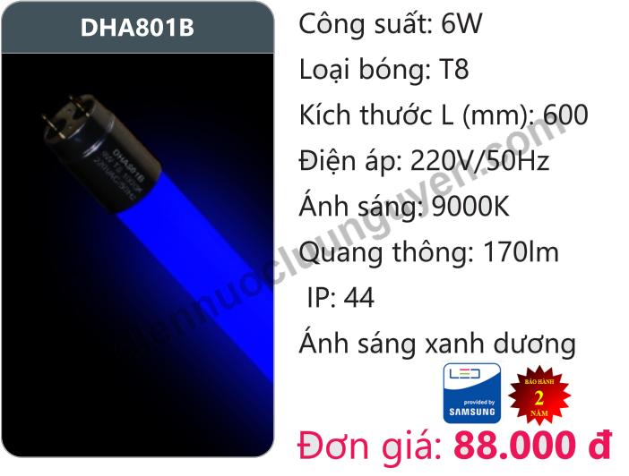 Bóng đèn led tuýp màu t8 6w duhal dha801b