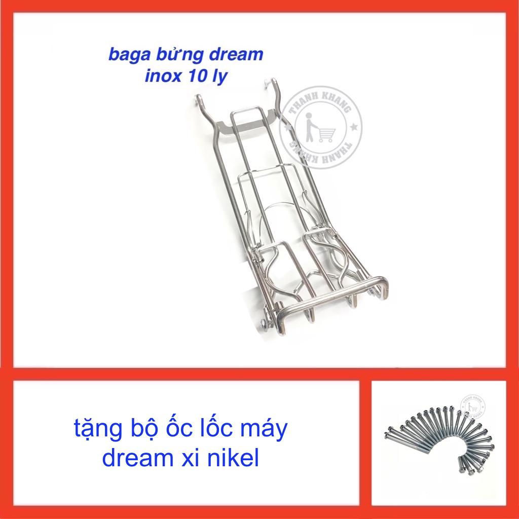 Baga inox bửng dream 10 ly thanh khang tặng bộ ốc lốc máy dream xi nikel 006000633 006000325