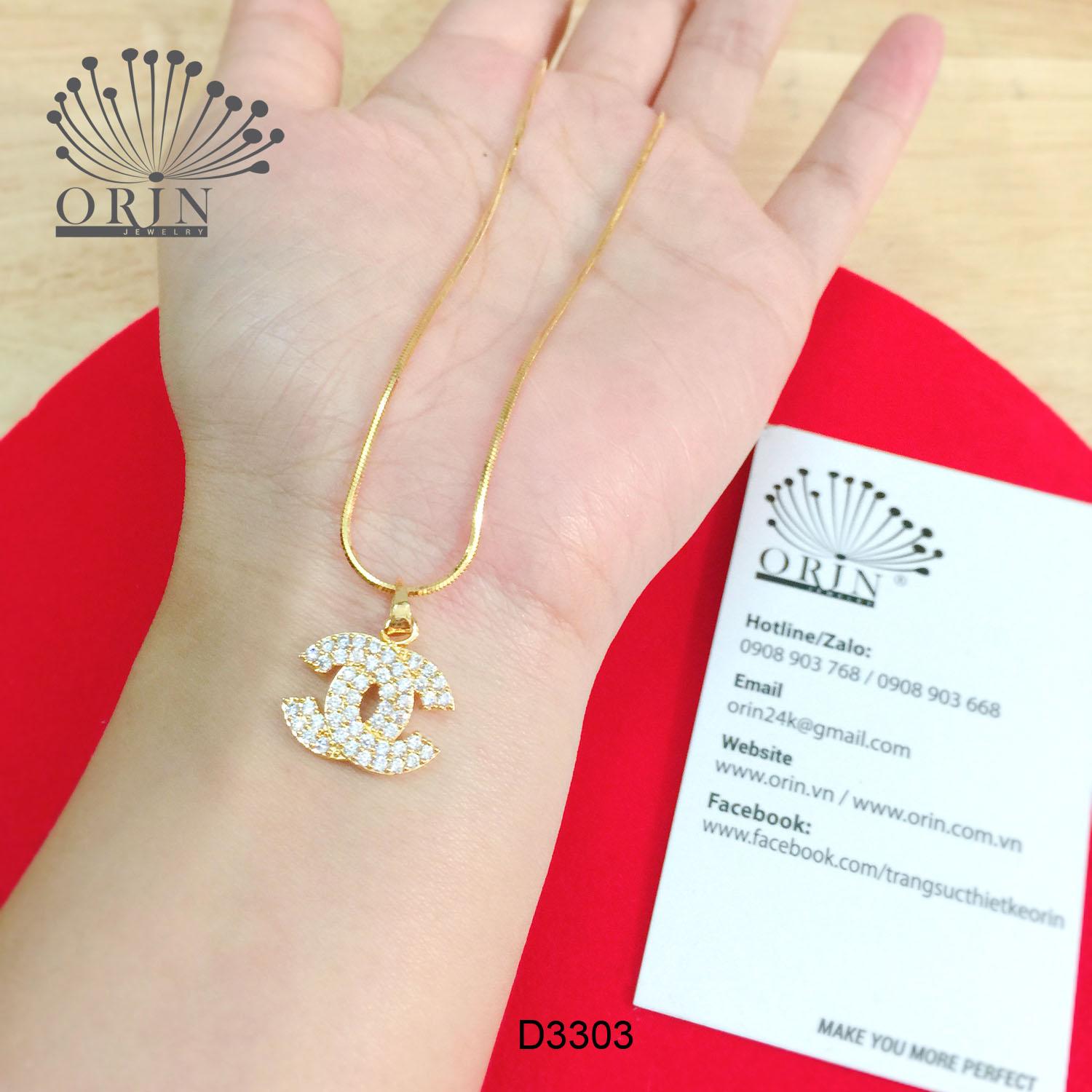 Dây chuyền mạ vàng đính đá cao cấp chữ X Orin D3303 - Long Tien