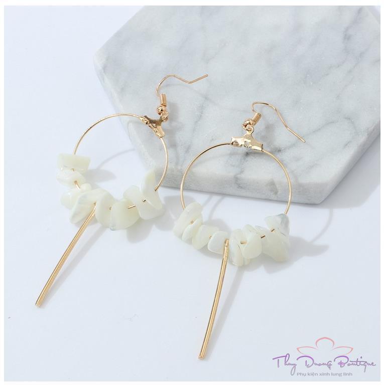 Bông tai Khoen Tròn Gắn Mica Cách Điệu Tòn Ten ATB048